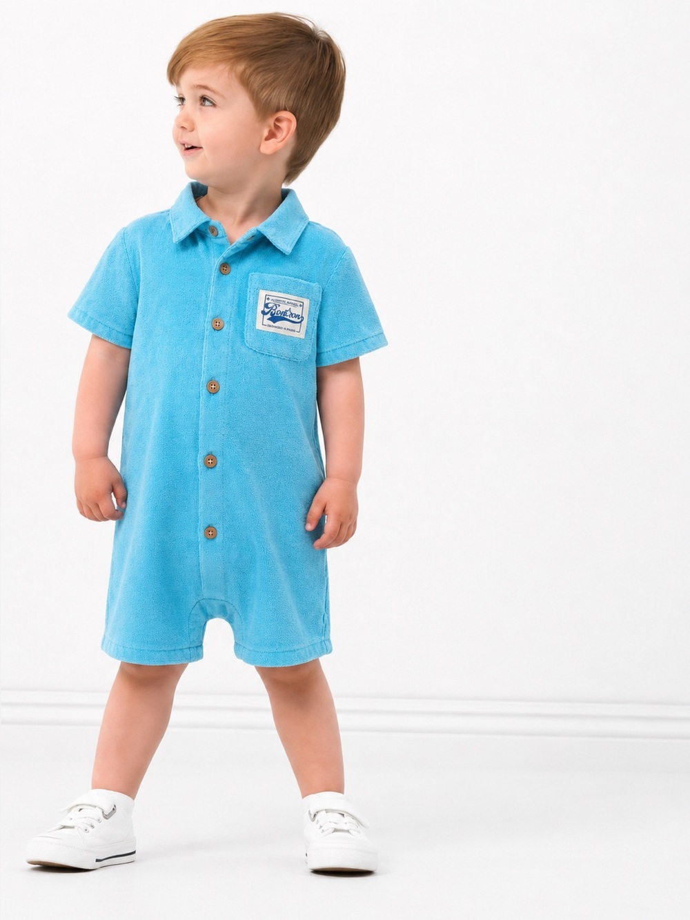 NWT $121 Bonton Lilo Terry Romper Combo Lilo in Blue
